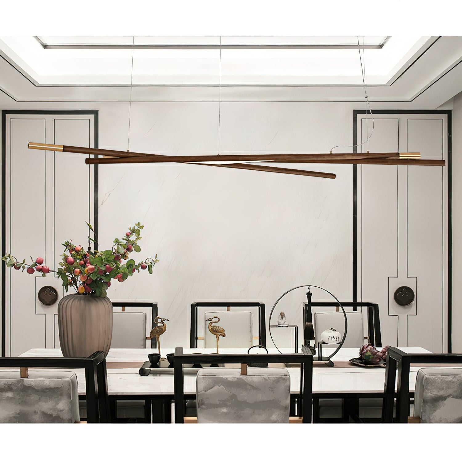 Aurora Chandelier Wooden Linear LED - Lamp Outdoor