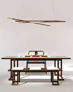 Aurora Chandelier Wooden Linear LED - Lamp Outdoor