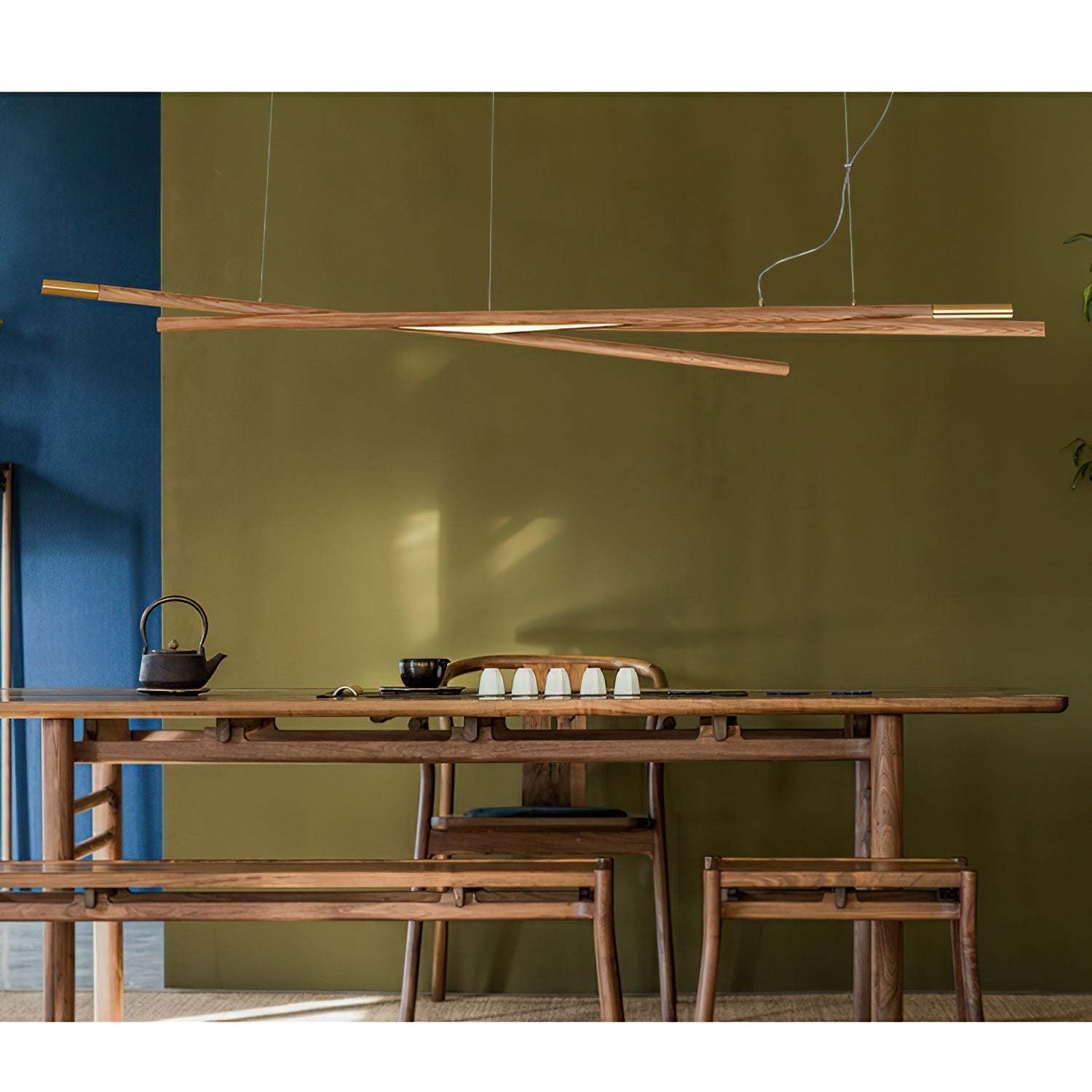 Aurora Chandelier Wooden Linear LED - Lamp Outdoor