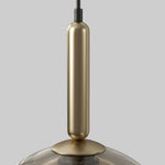 Solara Pendant Lamp Glass Cognac Dome Brass Mid Century - Letslighting