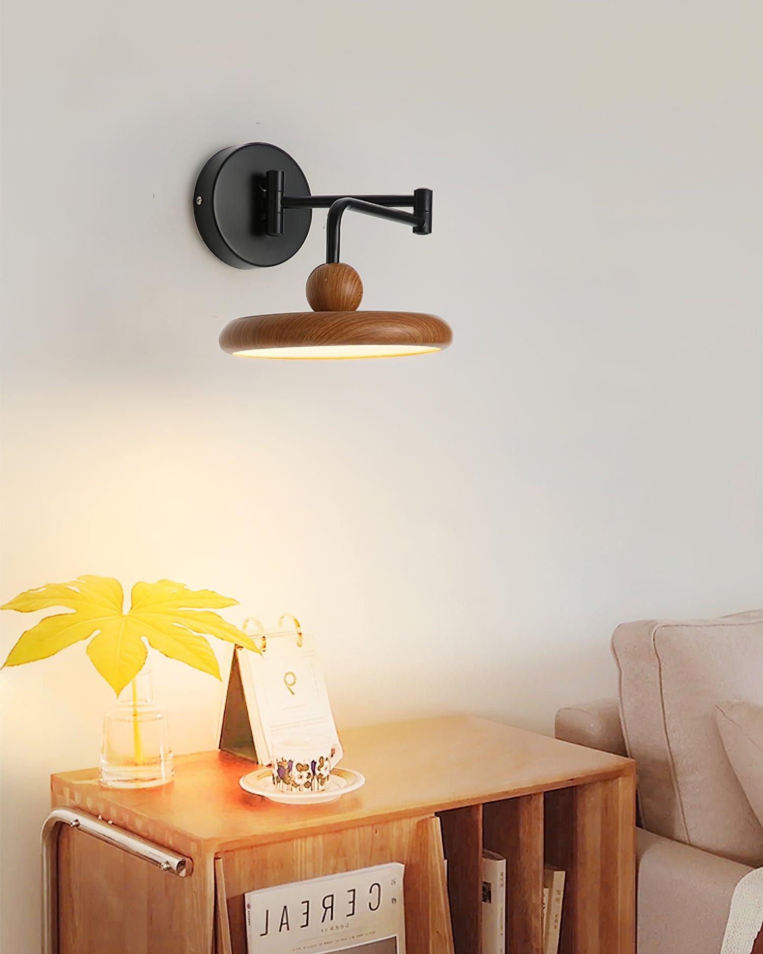 Kenshika Wooden Disc Black Wall Light - Lamp Outdoor