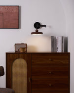 Kenshika Wooden Disc Black Wall Light - Lamp Outdoor