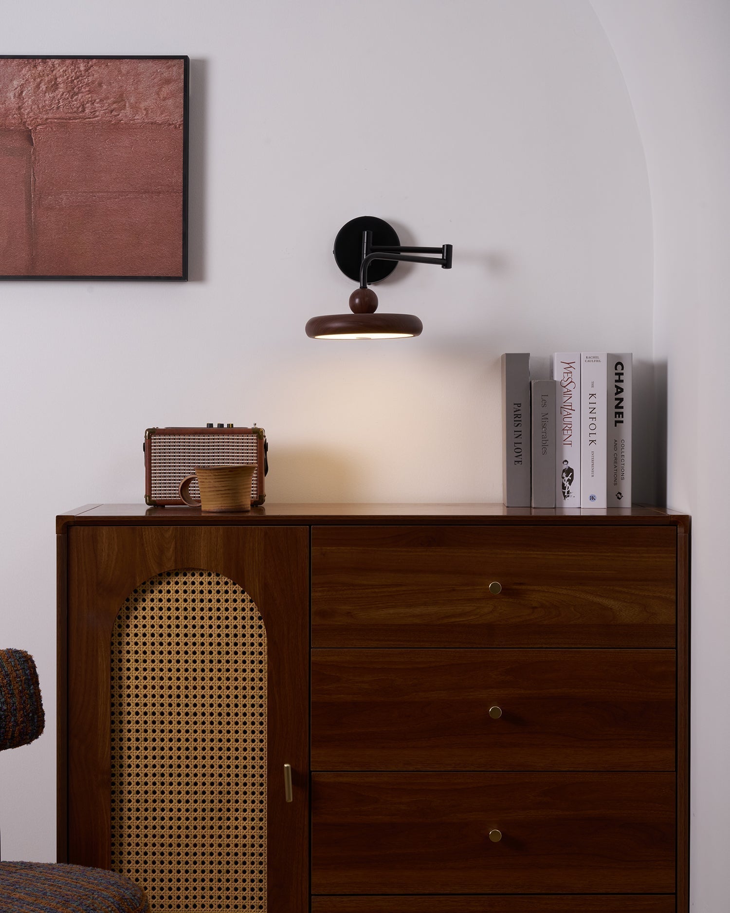 Kenshika Wooden Disc Black Wall Light - Lamp Outdoor