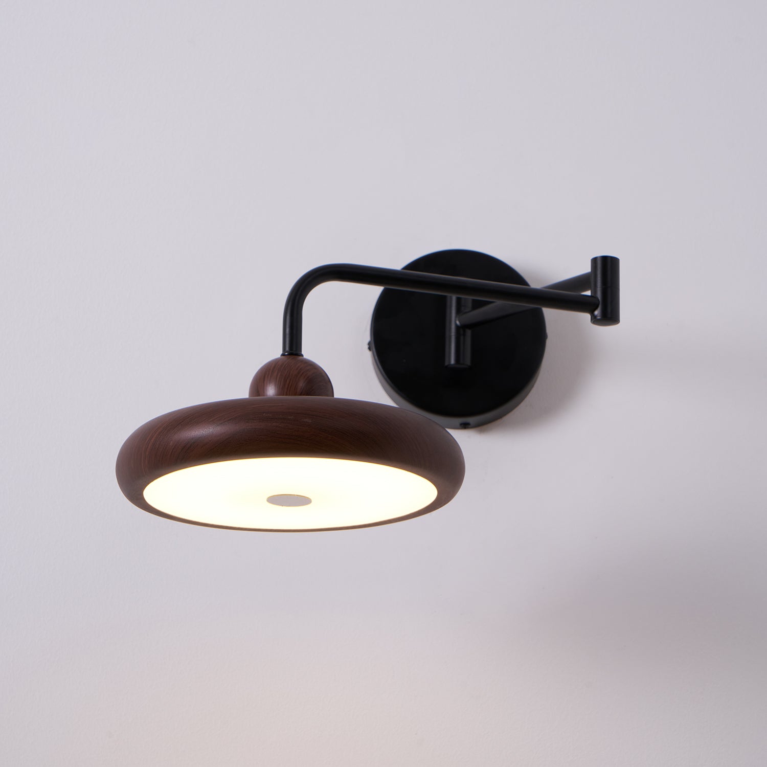 Kenshika Wooden Disc Black Wall Light - Lamp Outdoor