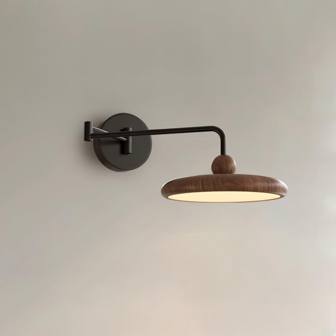 Kenshika Wooden Disc Black Wall Light - Lamp Outdoor