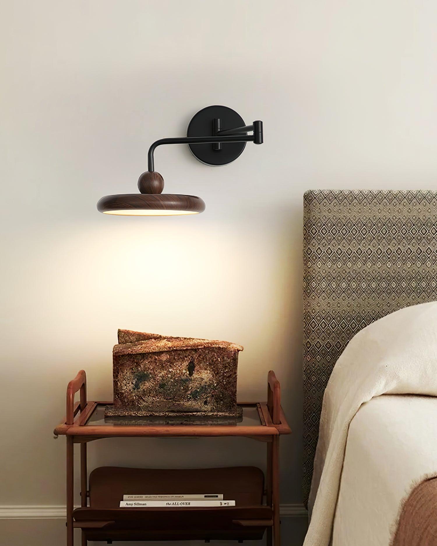 Kenshika Wooden Disc Black Wall Light - Lamp Outdoor