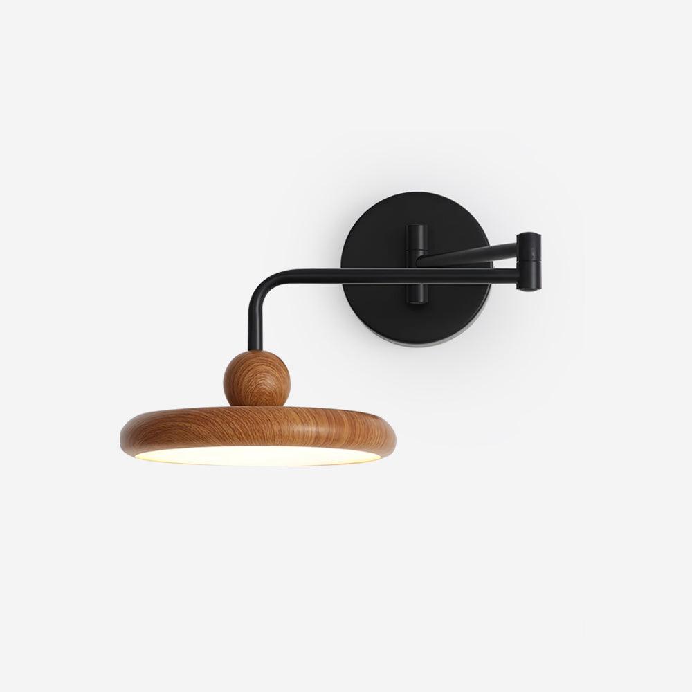 Kenshika Wooden Disc Black Wall Light - Lamp Outdoor