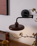 Kenshika Wooden Disc Black Wall Light - Lamp Outdoor