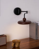 Kenshika Wooden Disc Black Wall Light - Lamp Outdoor