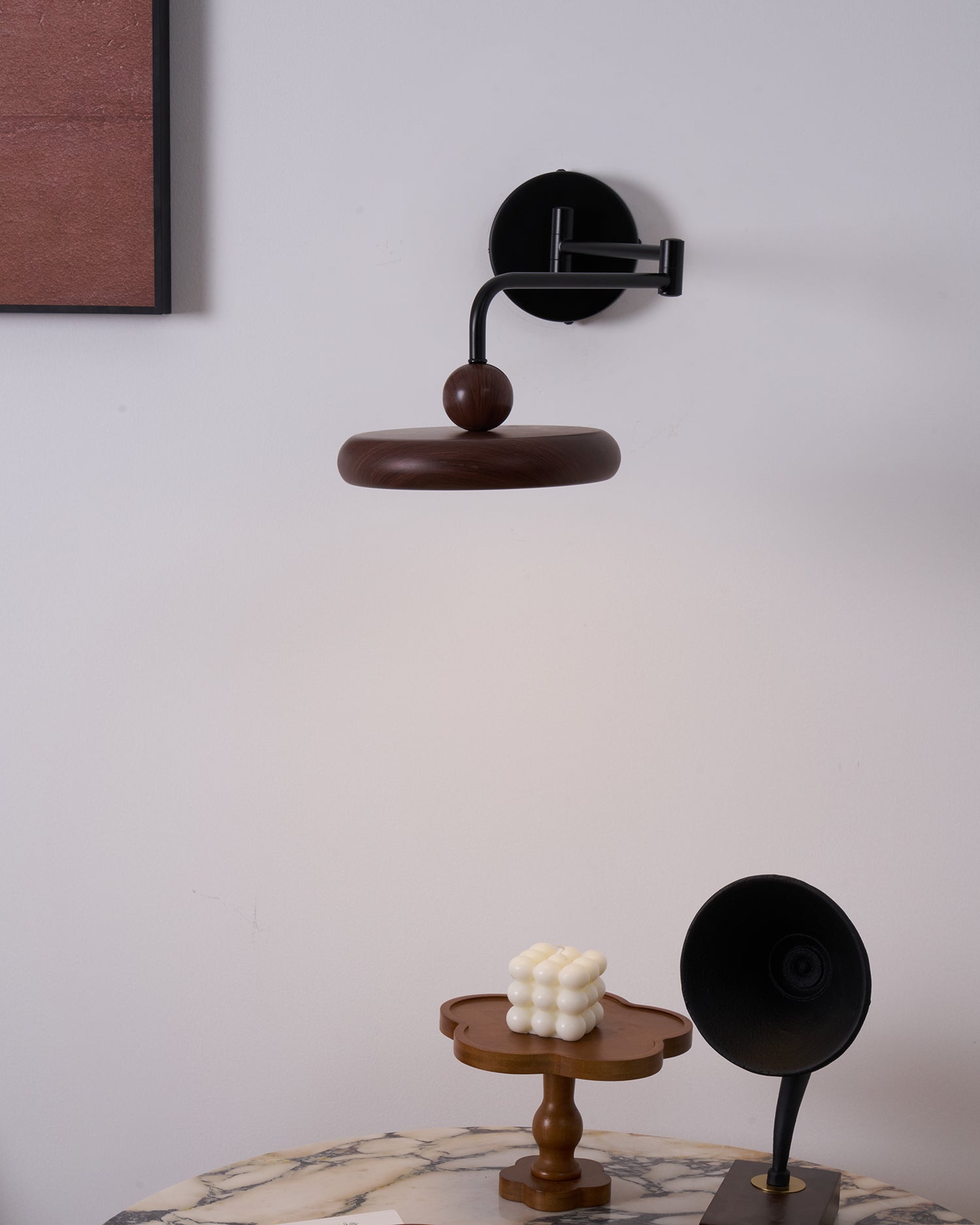Kenshika Wooden Disc Black Wall Light - Lamp Outdoor
