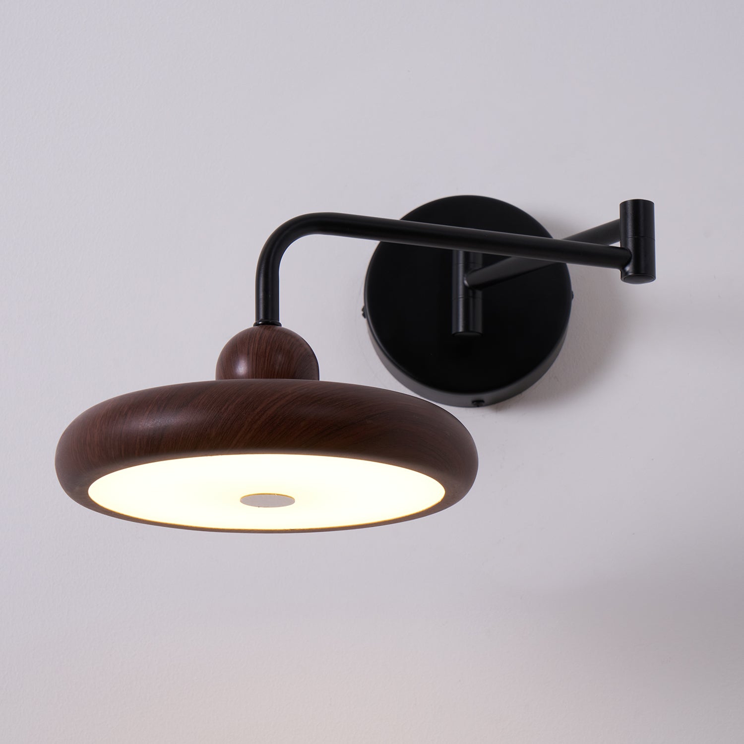 Kenshika Wooden Disc Black Wall Light - Lamp Outdoor