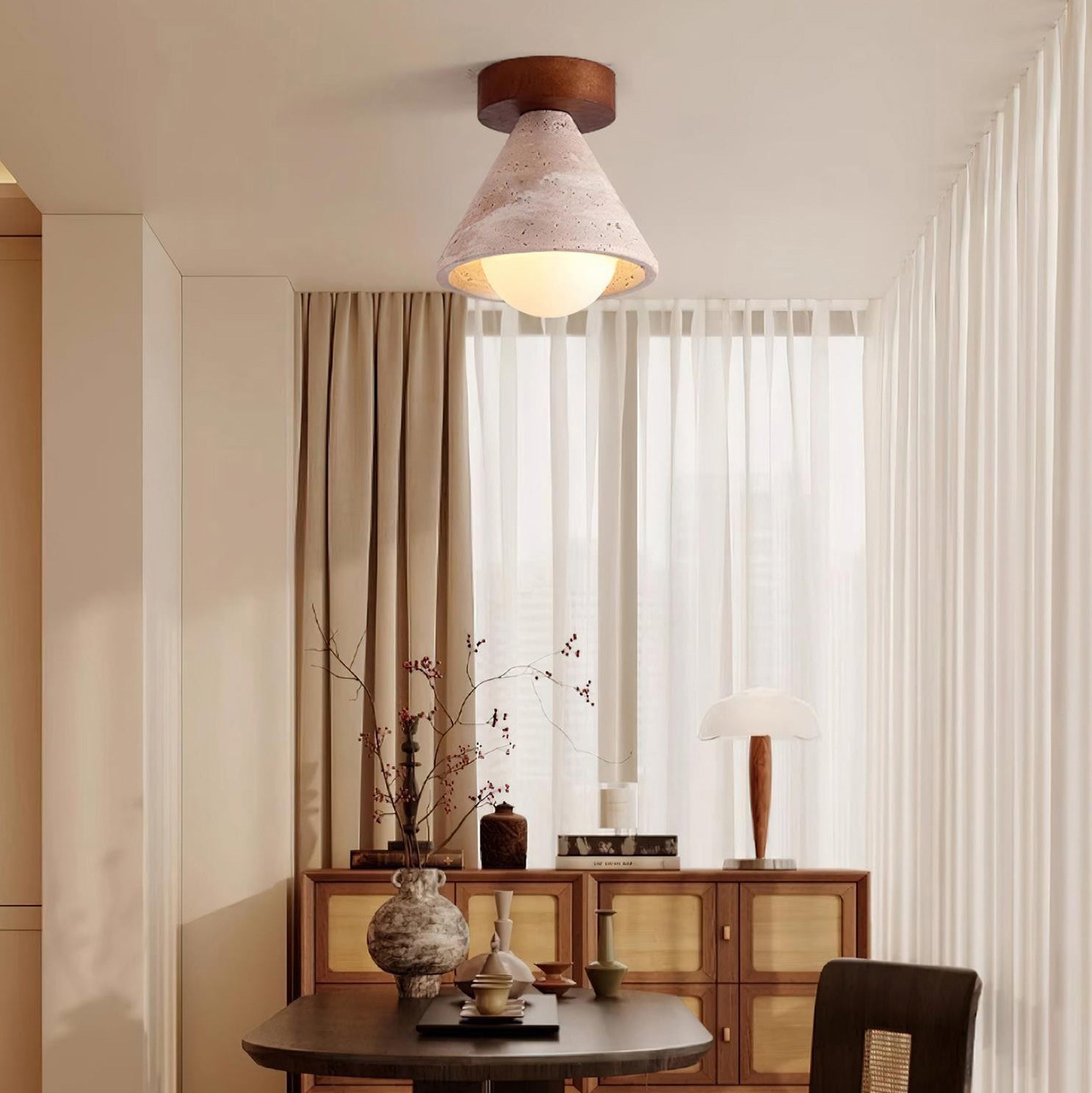 Kayla Wabi-Sabi Travertine Ceiling Light