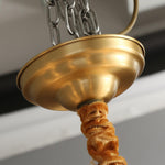 Chandelier Black Round Frame Brass Arms Ribbed Glass - Lamp Outdoor