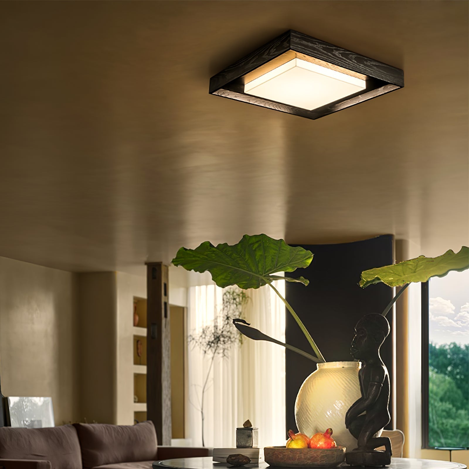 Auro Rustic Wood Ceiling Light - Lamp Outdoor
