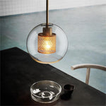 Hessa Contemporary Golden Pendant Light, Glass, Globe/Cylindric - Lamp Outdoor