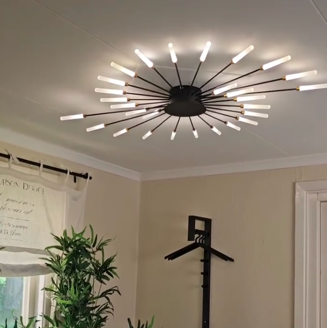 Wesley Flush-Mount Ceiling Light Fireworks, Black/Gold - Lamp Outdoor