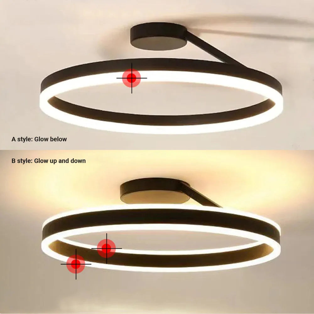 Solen Modern Circle Flush Mount Ceiling Light, Black & White - Lamp Outdoor