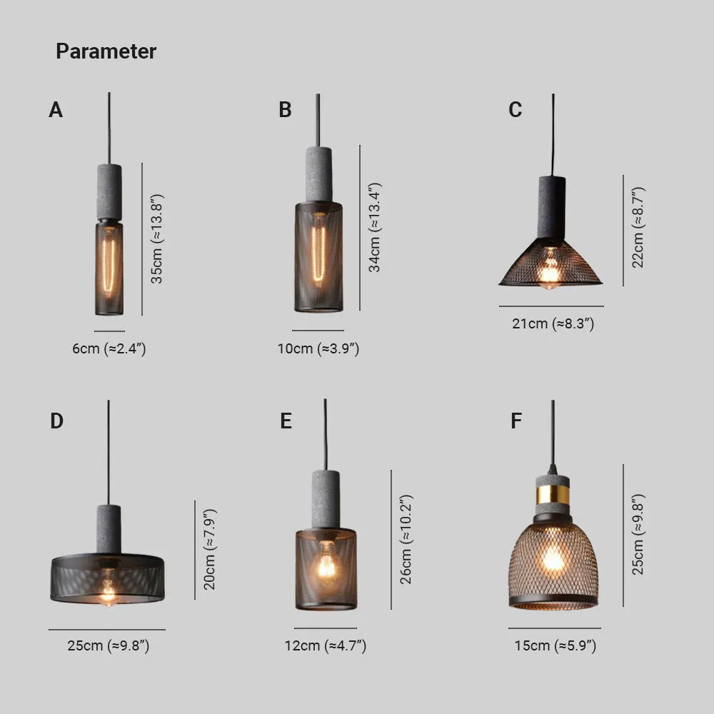 Xenith Industrial Cylindrical Pendant Light, Cement/Metal - Lamp Outdoor