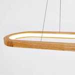 Veon Contemporary Oval Wooden Pendant Light - Lamp Outdoor