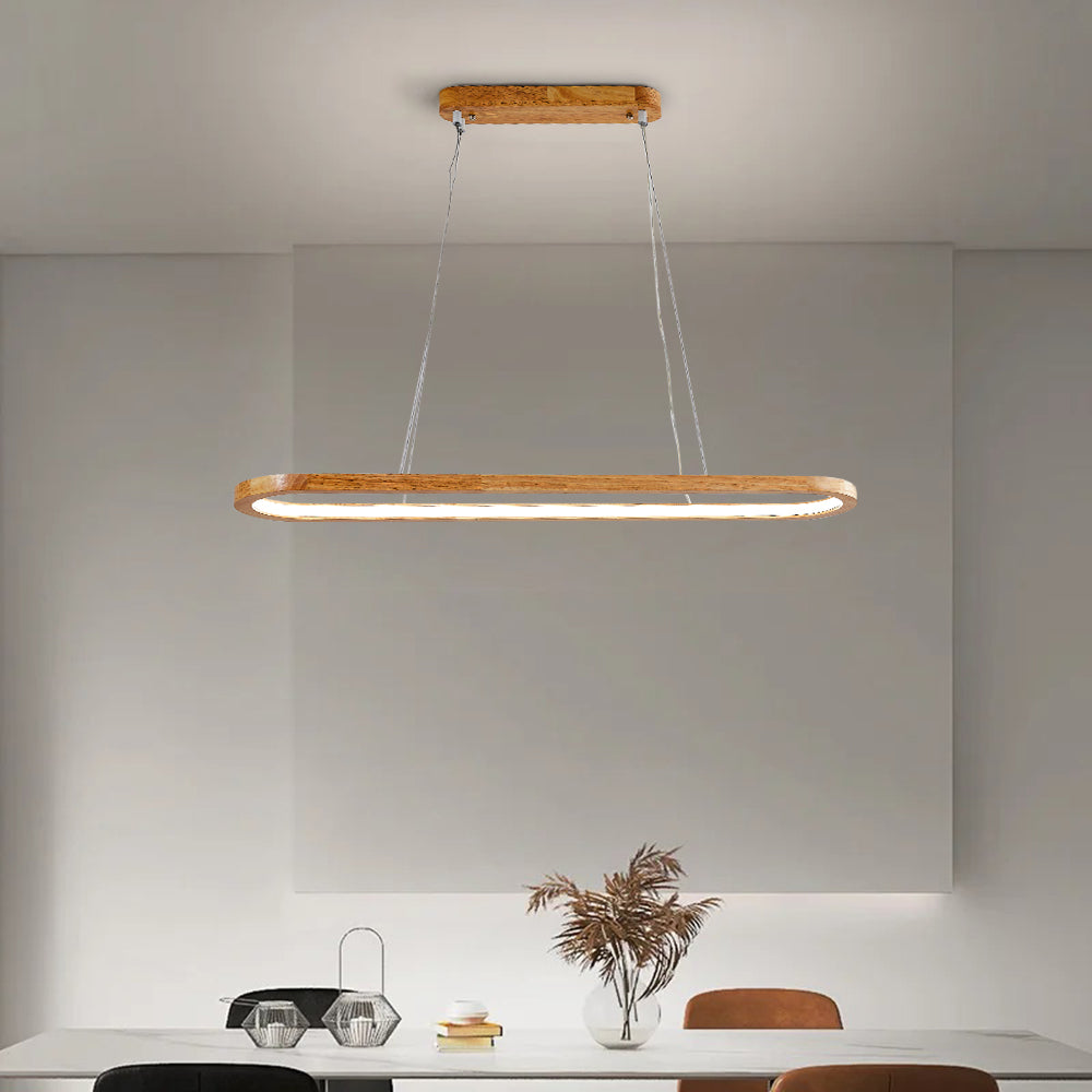 Veon Contemporary Oval Wooden Pendant Light - Lamp Outdoor