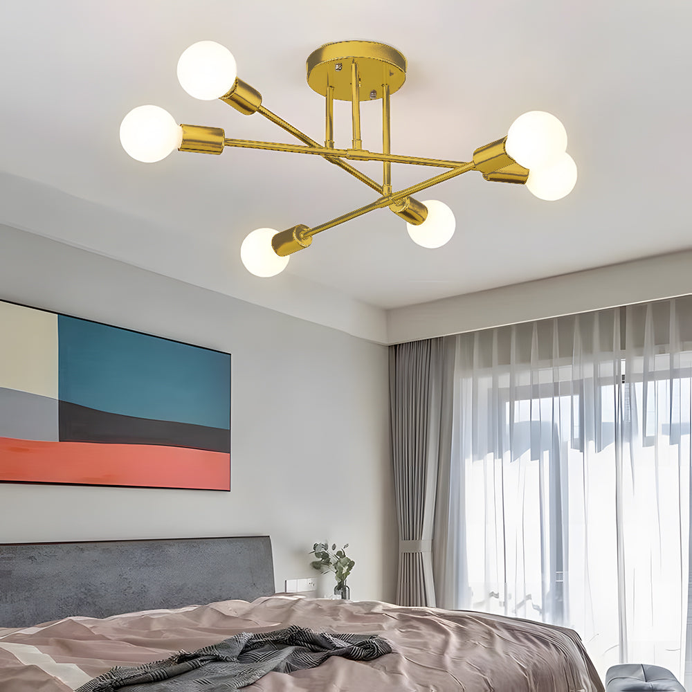 Lindsy Modern Flush Mount Ceiling Light, Gold & Black - Lamp Outdoor
