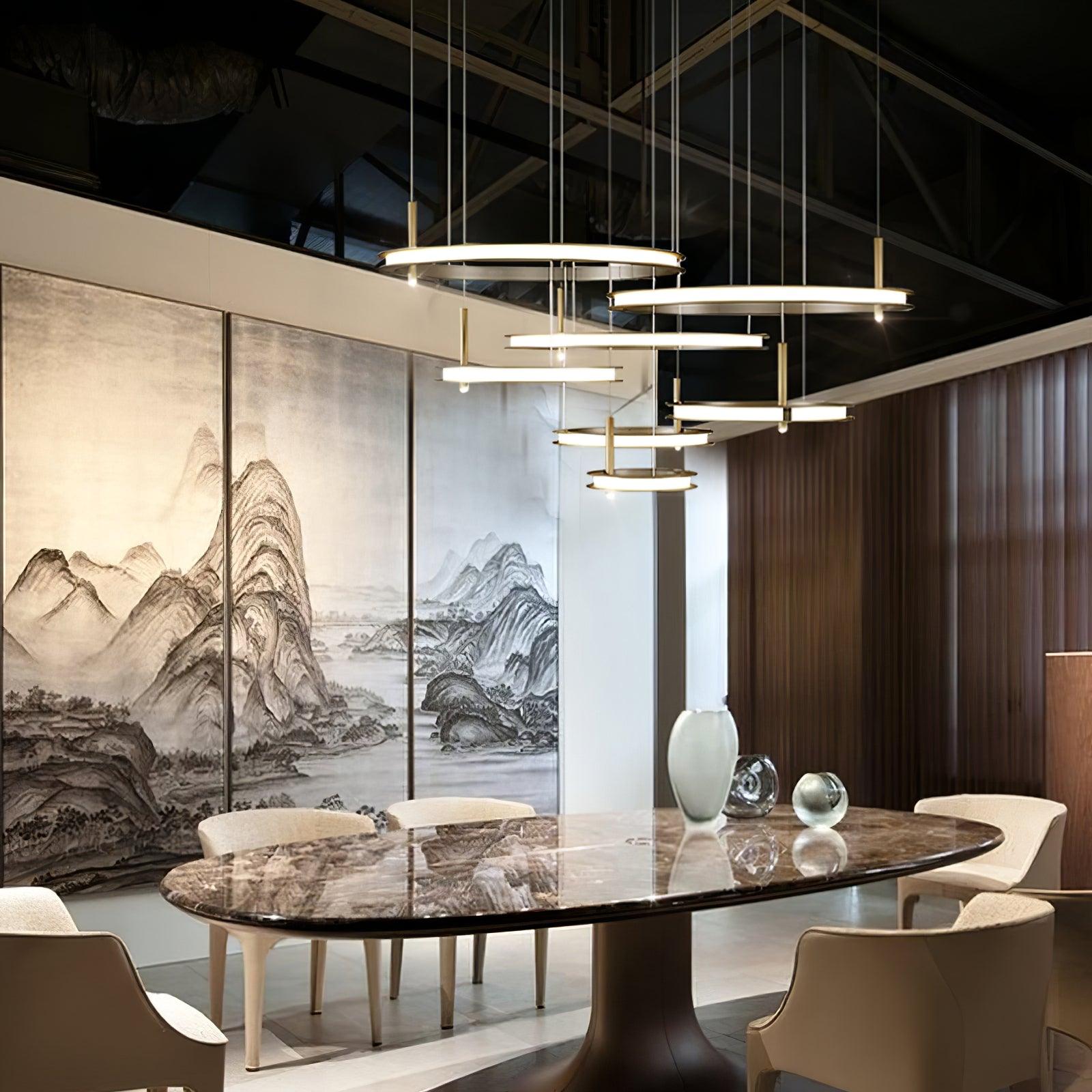 Aurora Chandelier Ring Layered Minimalist - Lamp Outdoor