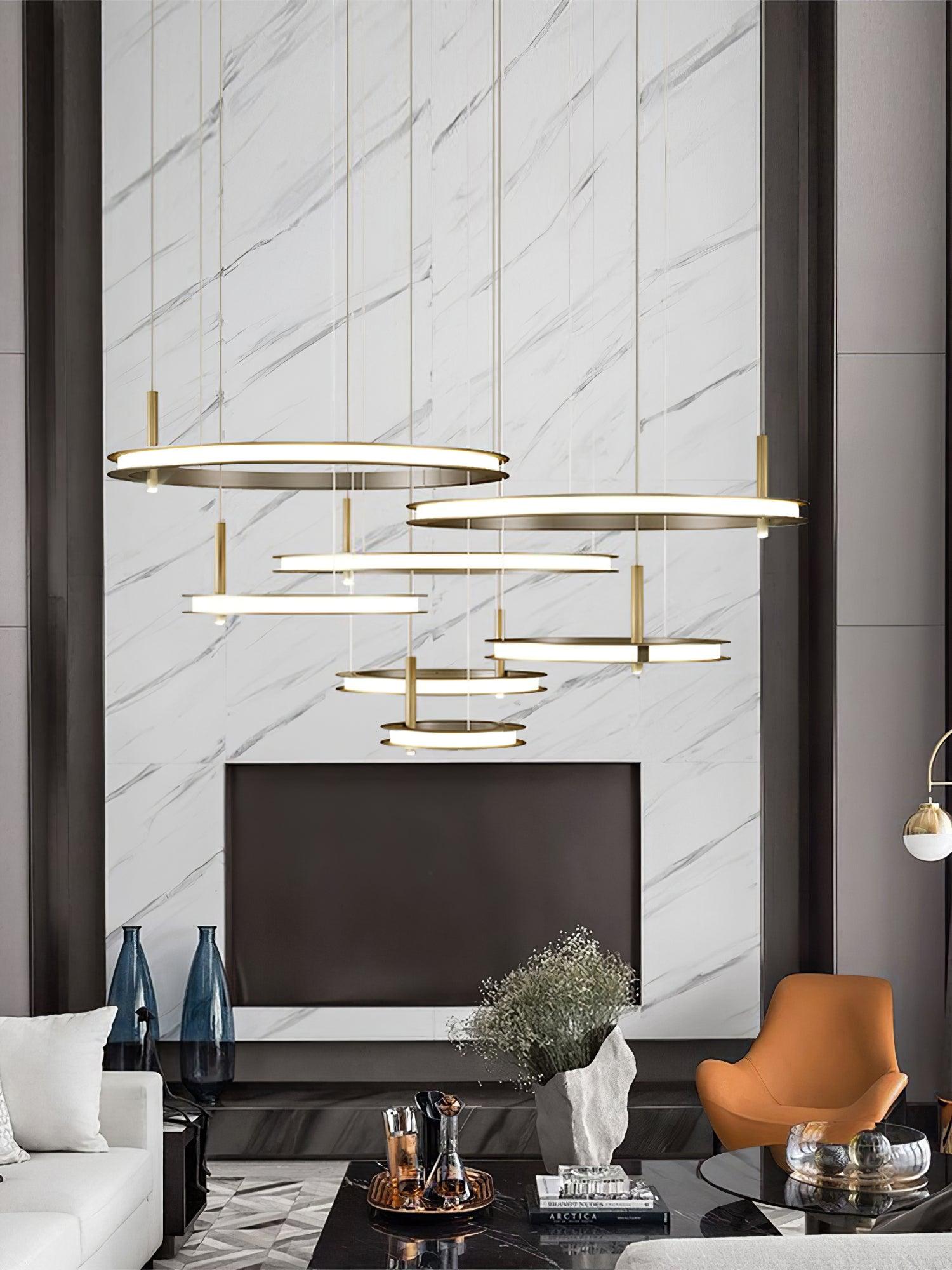 Aurora Chandelier Ring Layered Minimalist - Lamp Outdoor
