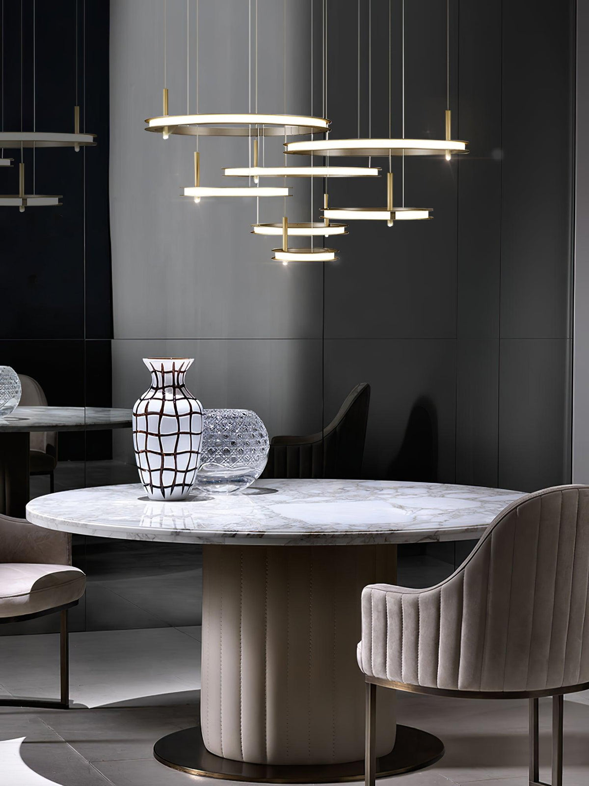 Aurora Chandelier Ring Layered Minimalist - Lamp Outdoor