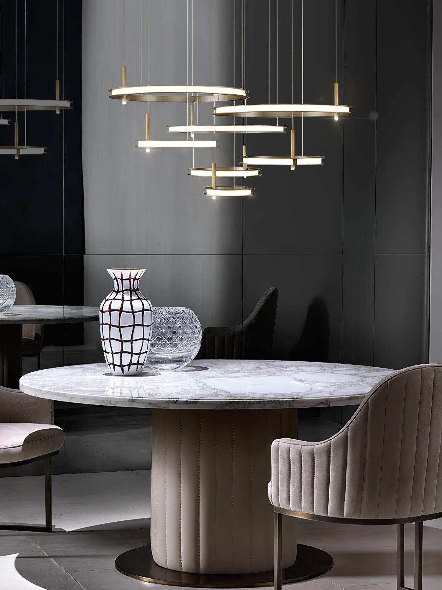 Aurora Chandelier Ring Layered Minimalist - Lamp Outdoor