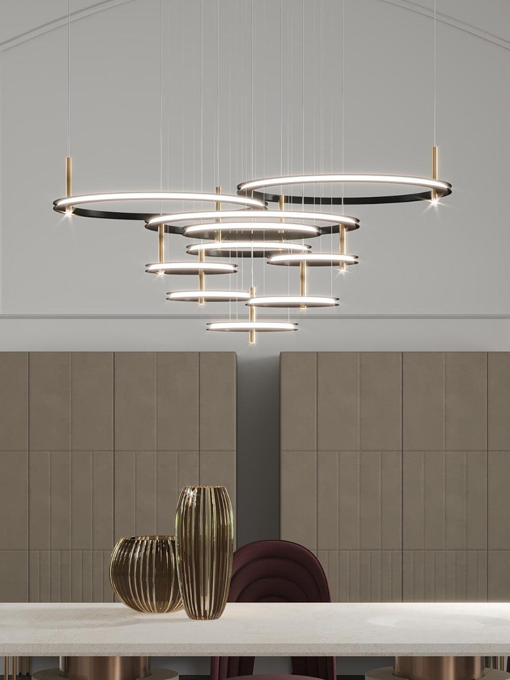 Aurora Chandelier Ring Layered Minimalist - Lamp Outdoor