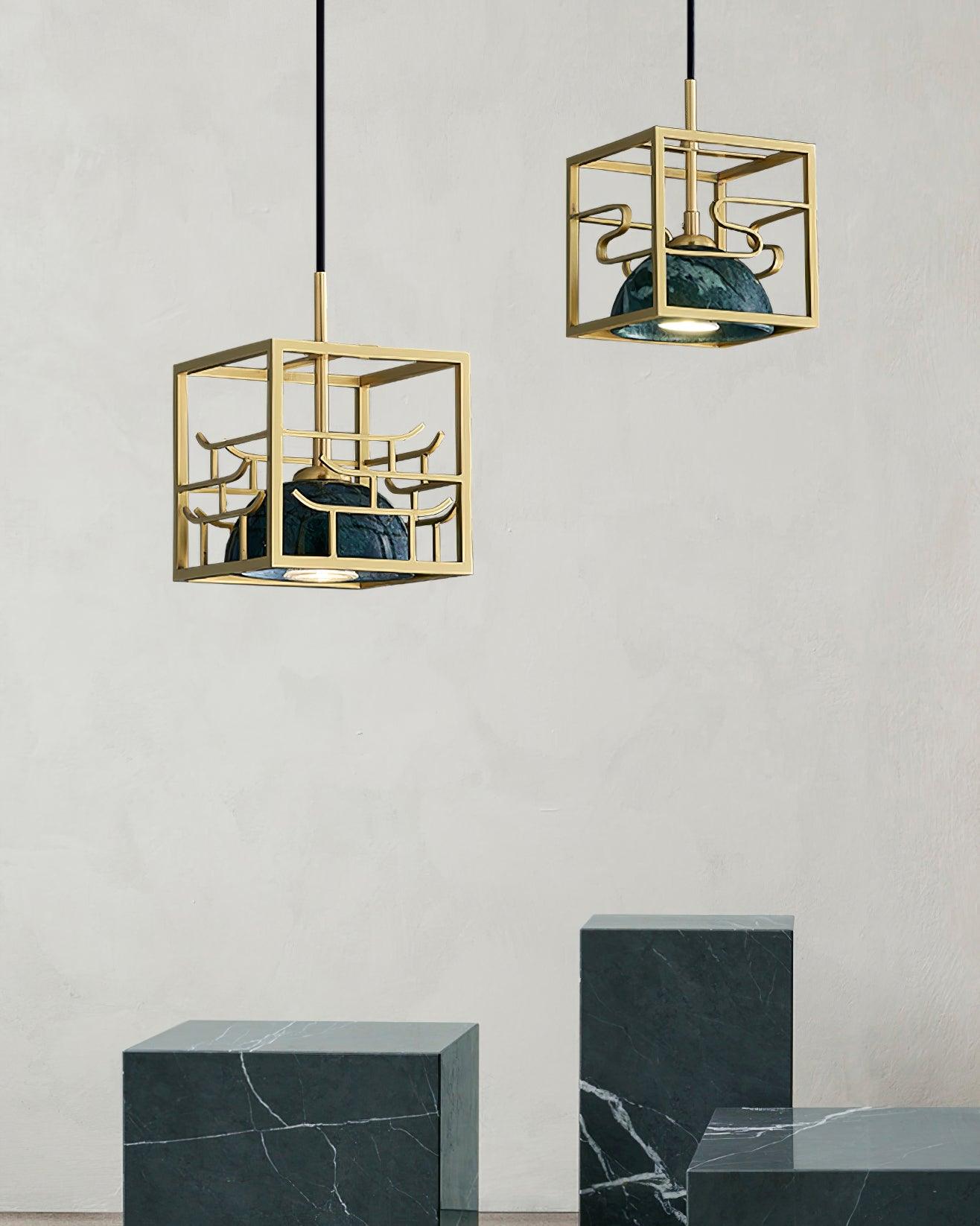 Cubo Modern Brass Pendant Lamp - Lamp Outdoor