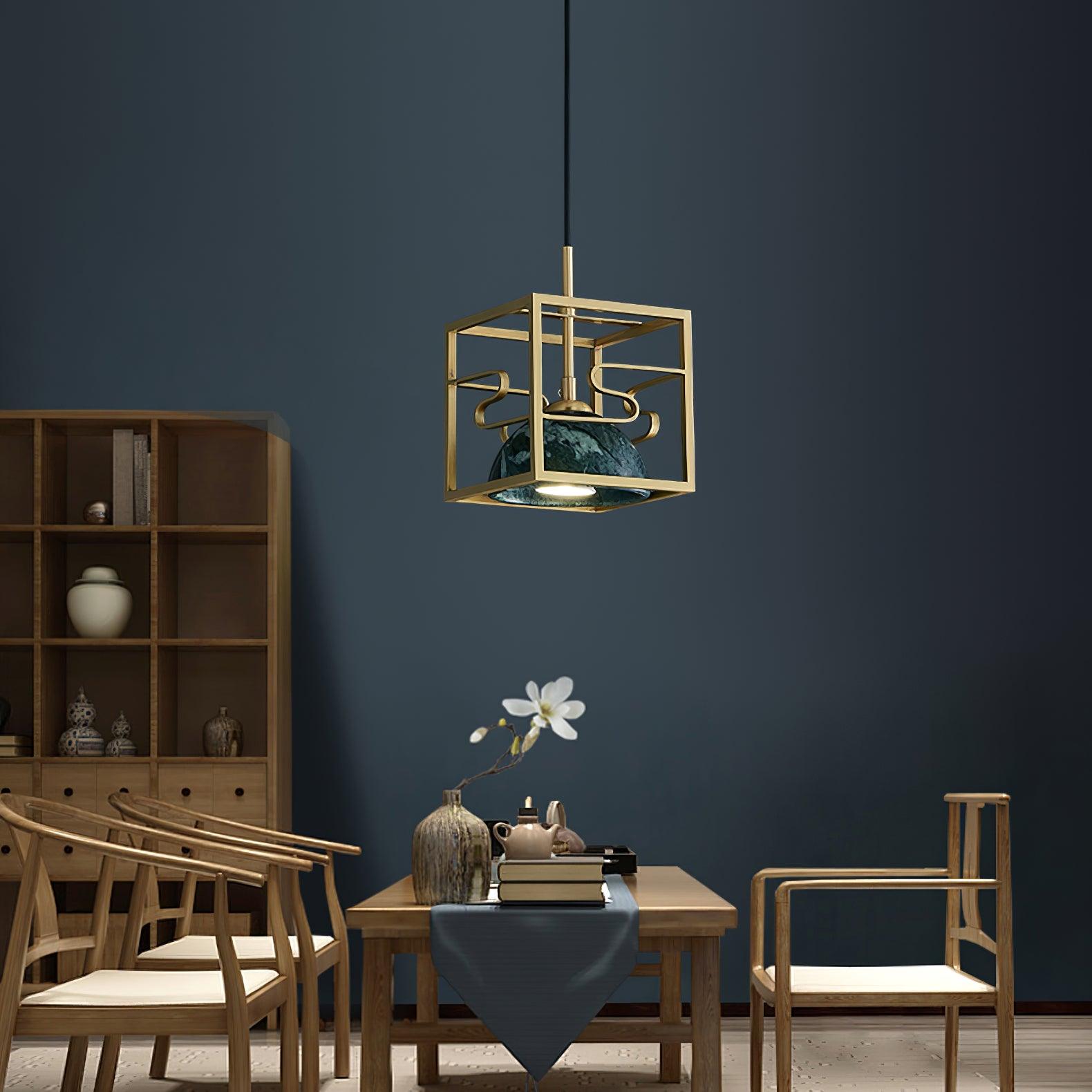 Cubo Modern Brass Pendant Lamp - Lamp Outdoor