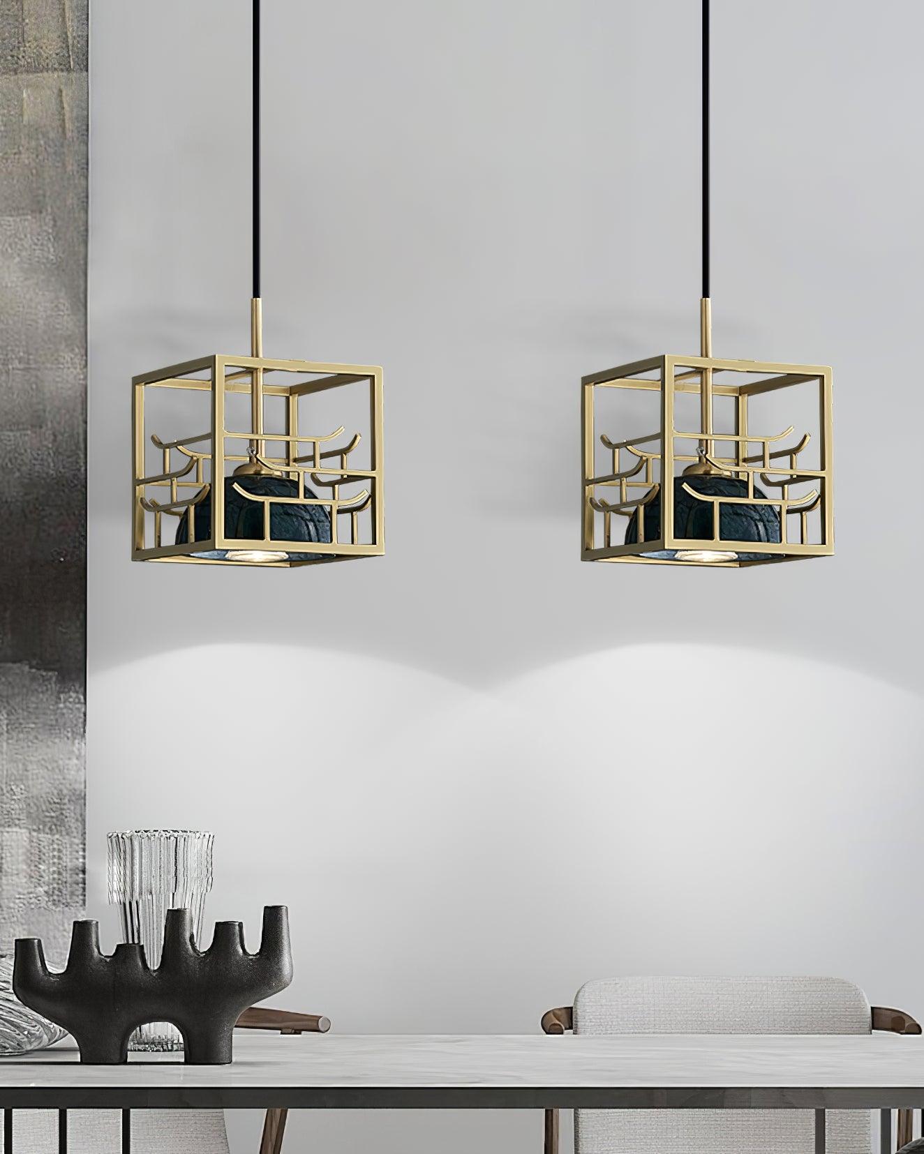 Cubo Modern Brass Pendant Lamp - Lamp Outdoor
