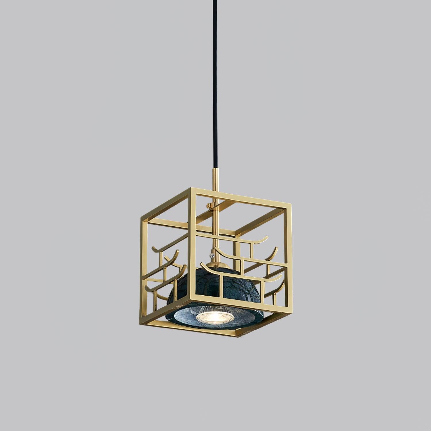 Cubo Modern Brass Pendant Lamp - Lamp Outdoor
