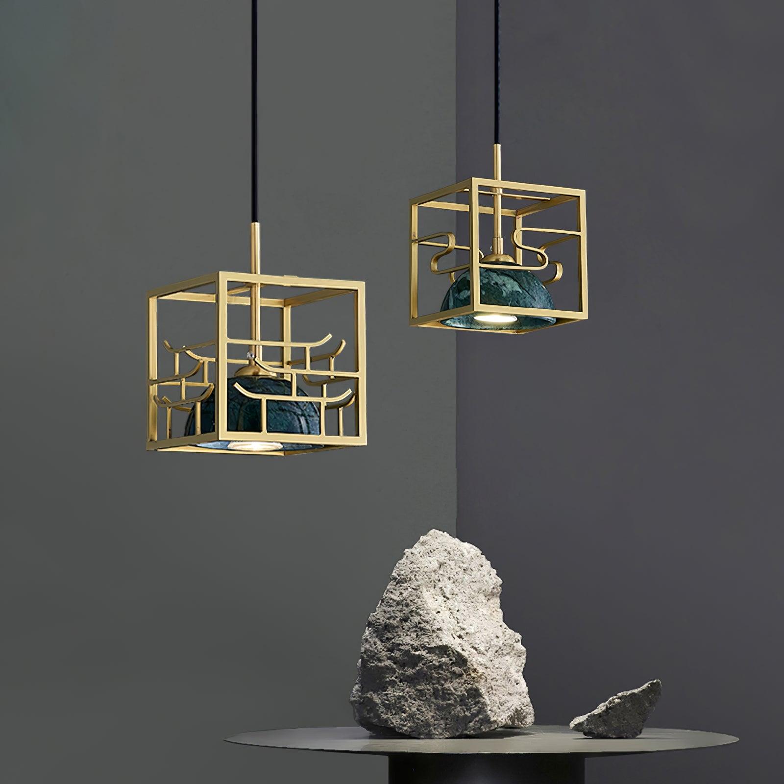 Cubo Modern Brass Pendant Lamp - Lamp Outdoor