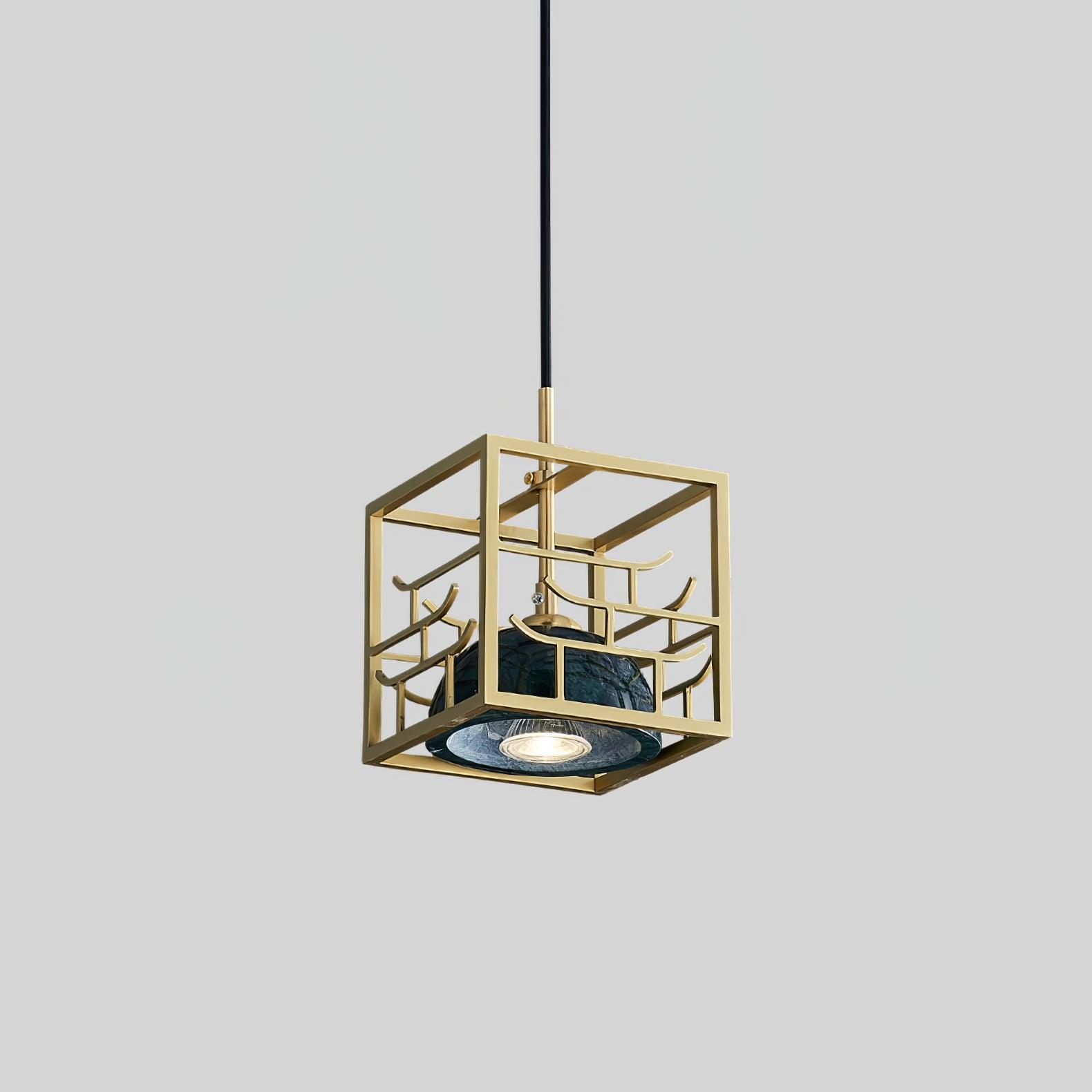 Cubo Modern Brass Pendant Lamp - Lamp Outdoor