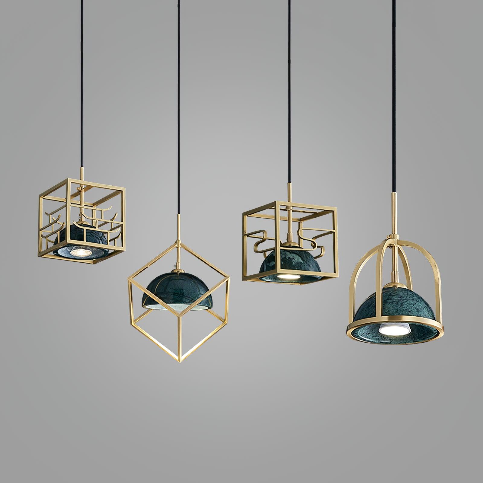 Cubo Modern Brass Pendant Lamp - Lamp Outdoor