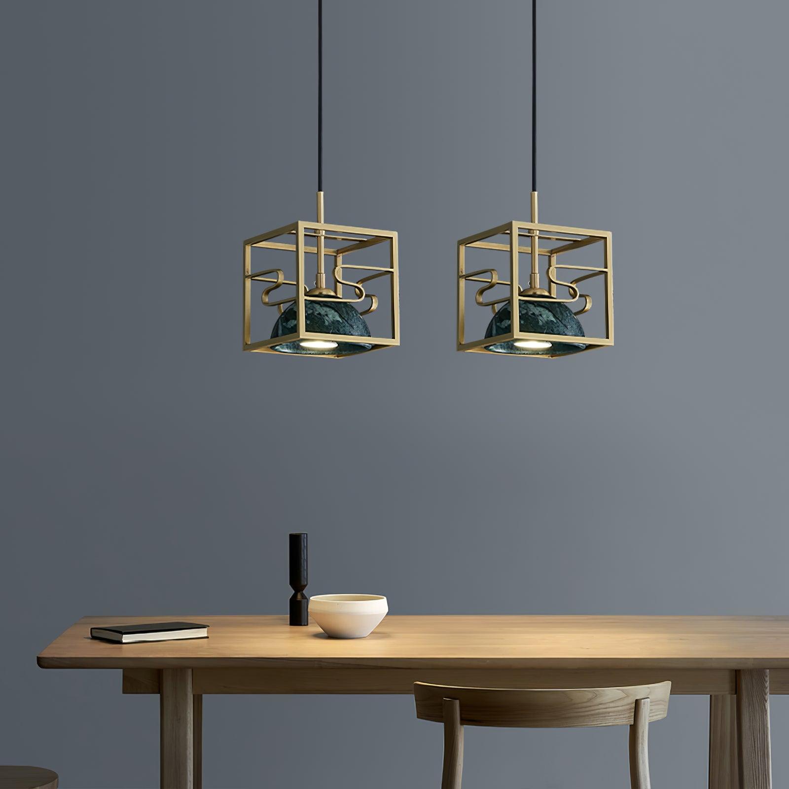 Cubo Modern Brass Pendant Lamp - Lamp Outdoor