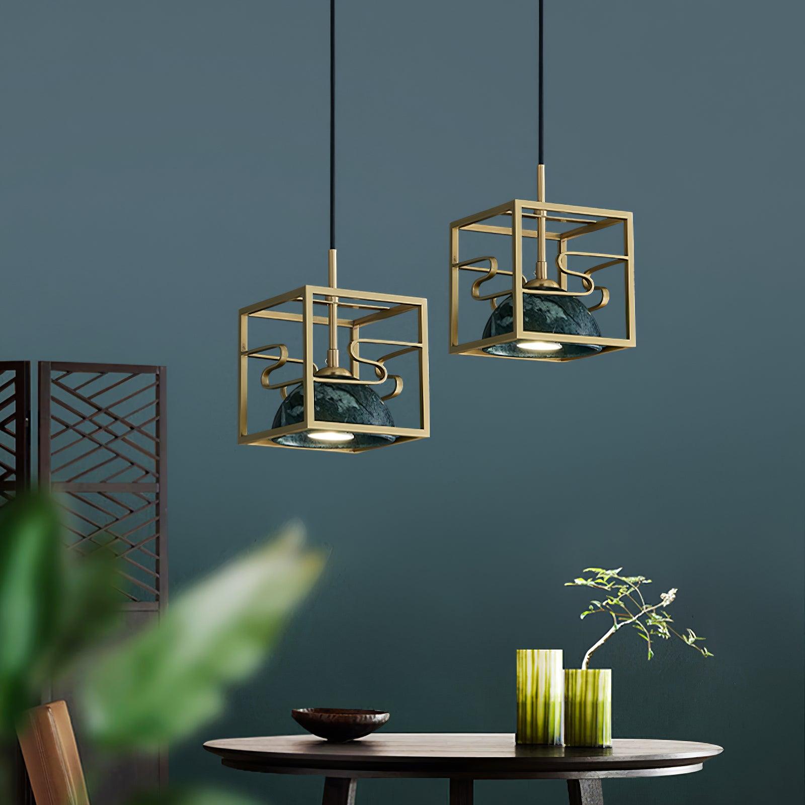 Cubo Modern Brass Pendant Lamp - Lamp Outdoor