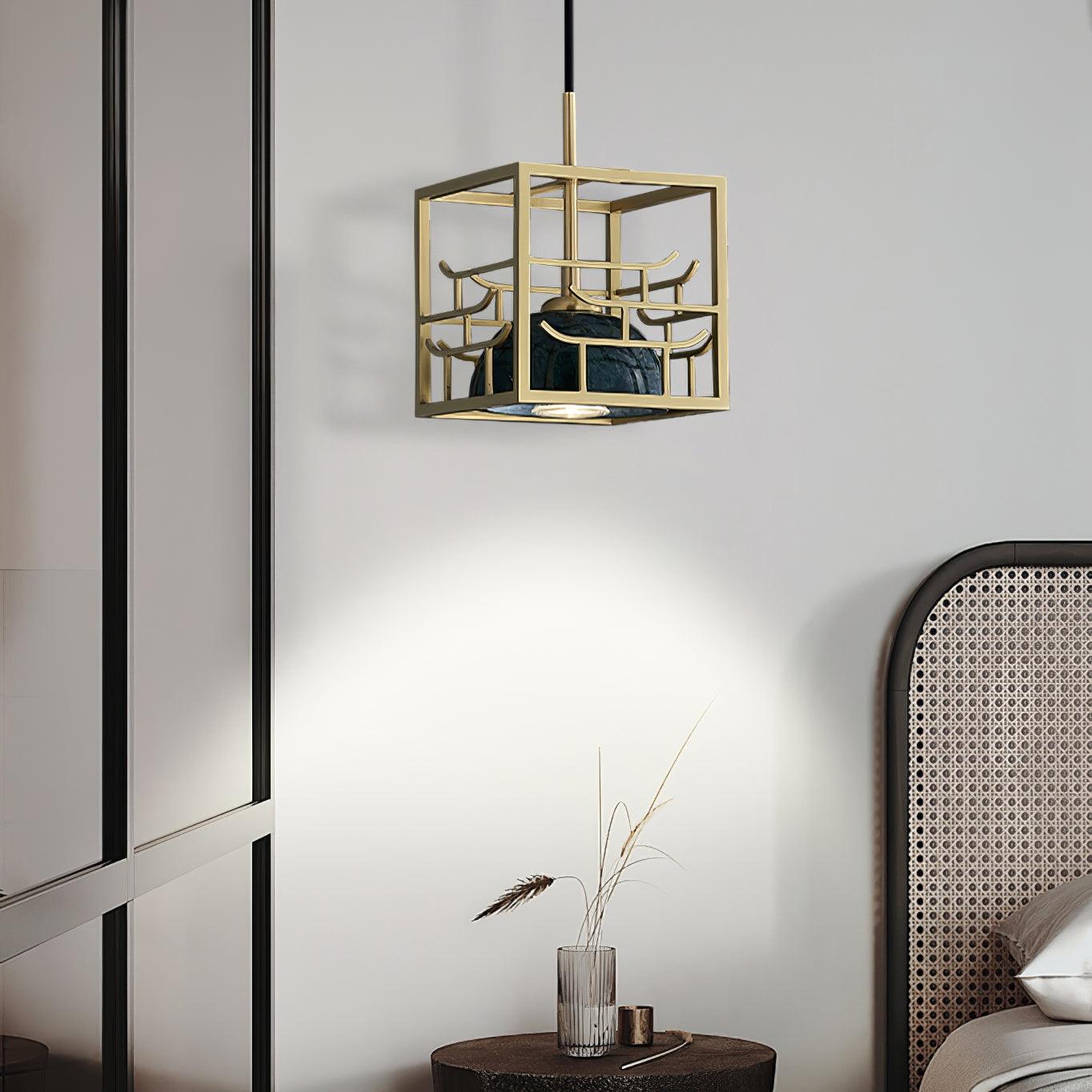Cubo Modern Brass Pendant Lamp - Lamp Outdoor