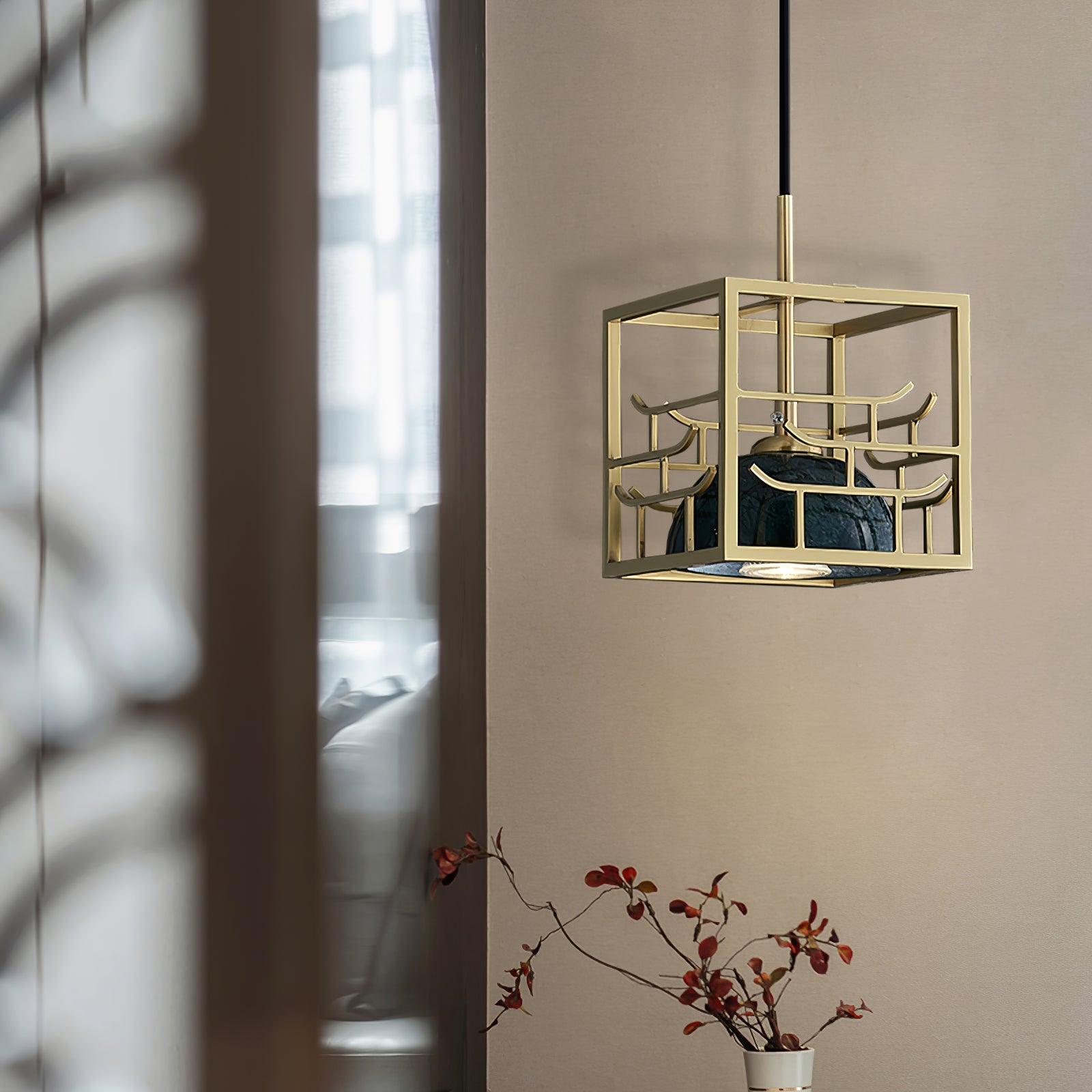 Cubo Modern Brass Pendant Lamp - Lamp Outdoor