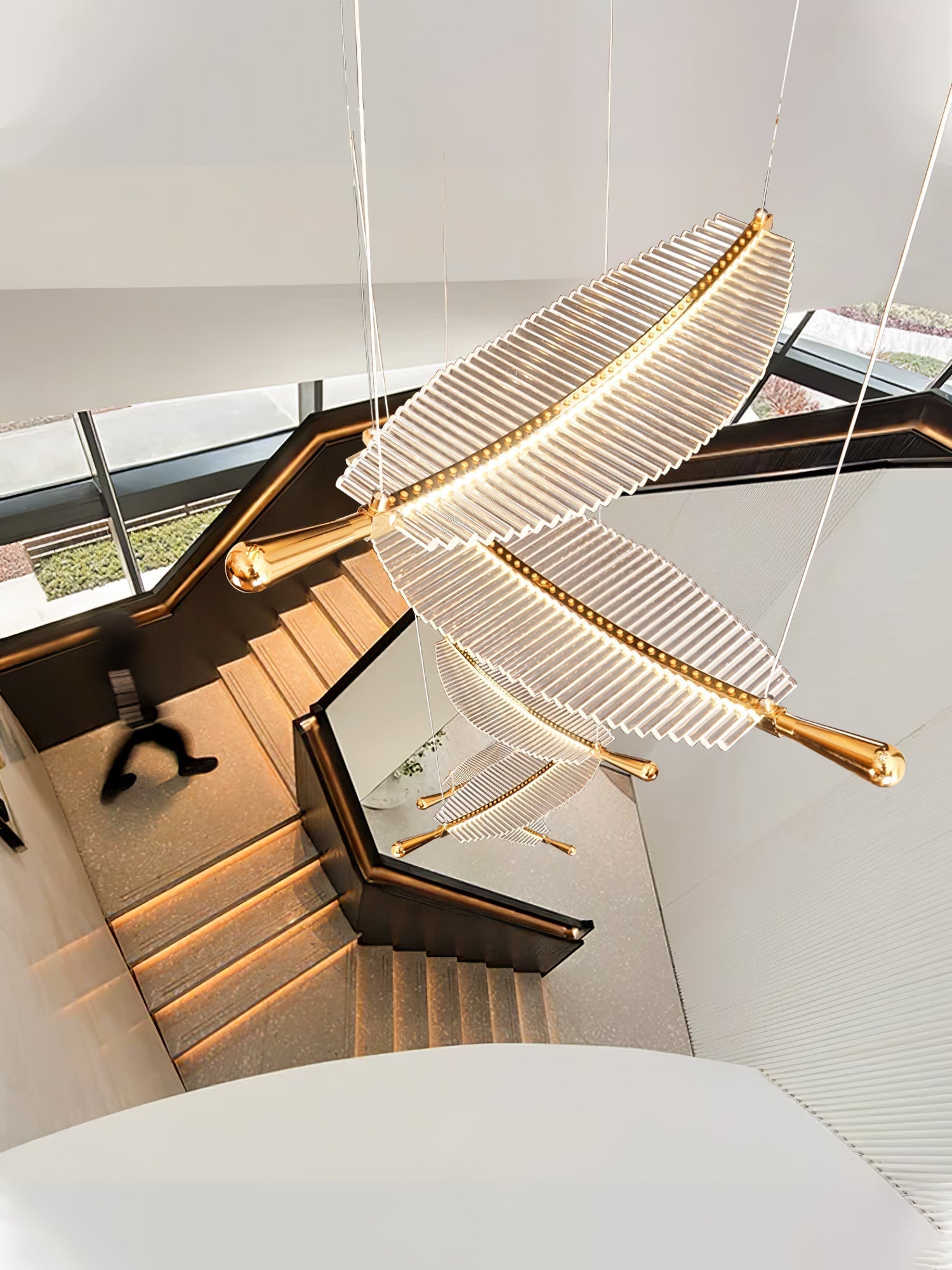 Lustra Chandelier Leaf Acrylic Gold Elegant Modern - Letslighting