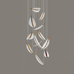 Lustra Chandelier Leaf Acrylic Gold Elegant Modern - Letslighting