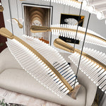 Lustra Chandelier Leaf Acrylic Gold Elegant Modern - Letslighting