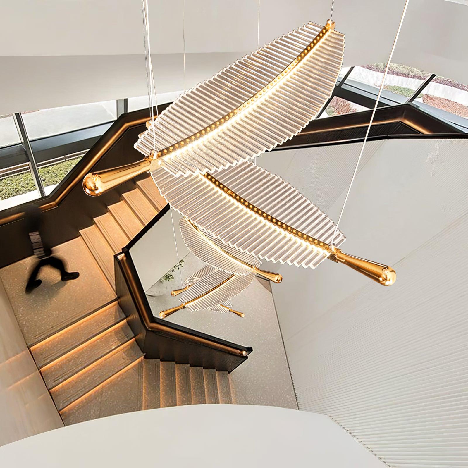 Lustra Chandelier Leaf Acrylic Gold Elegant Modern - Letslighting