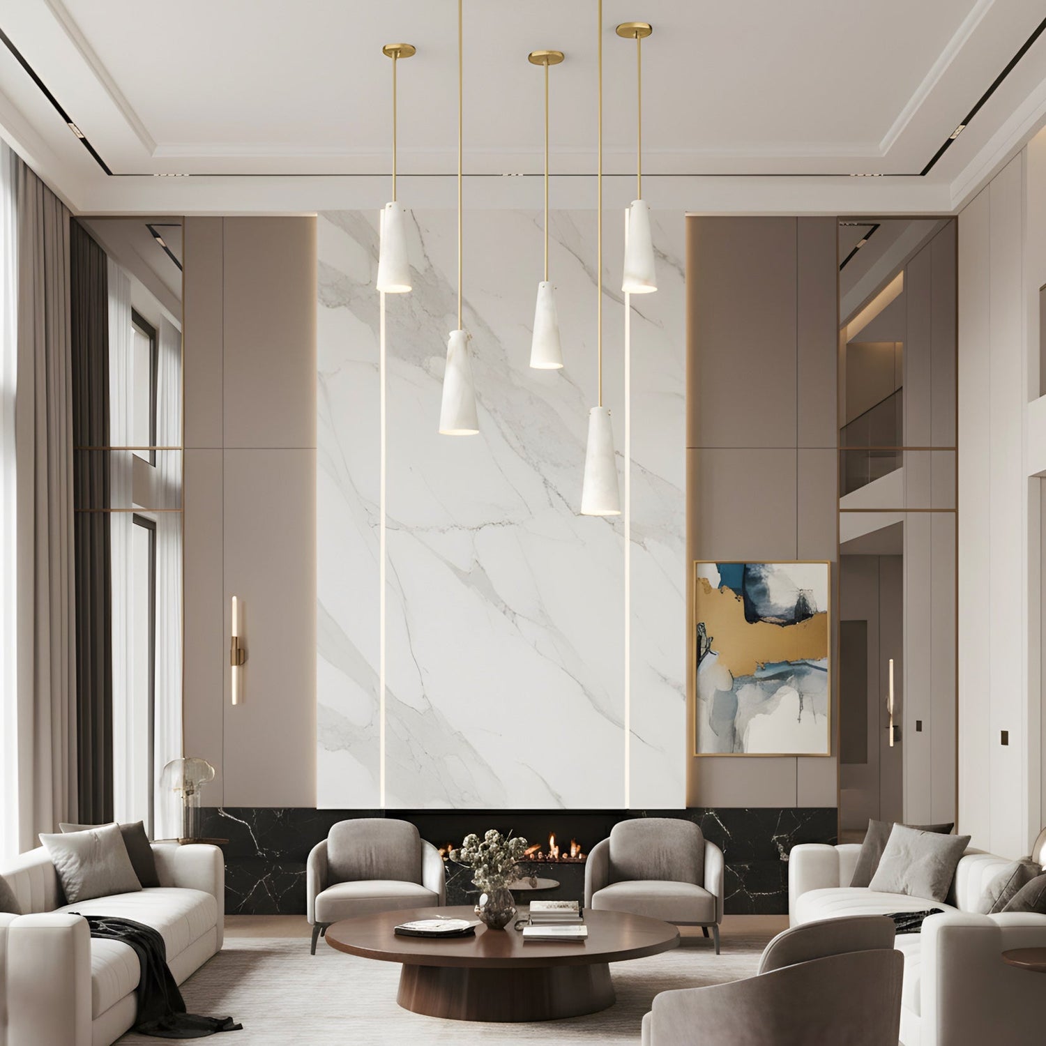 Licau Contemporary Alabaster Pendant Light