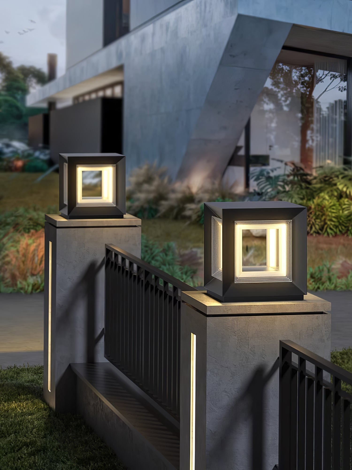 Light Cube Outdoor Post Light - Lamp Outdoor