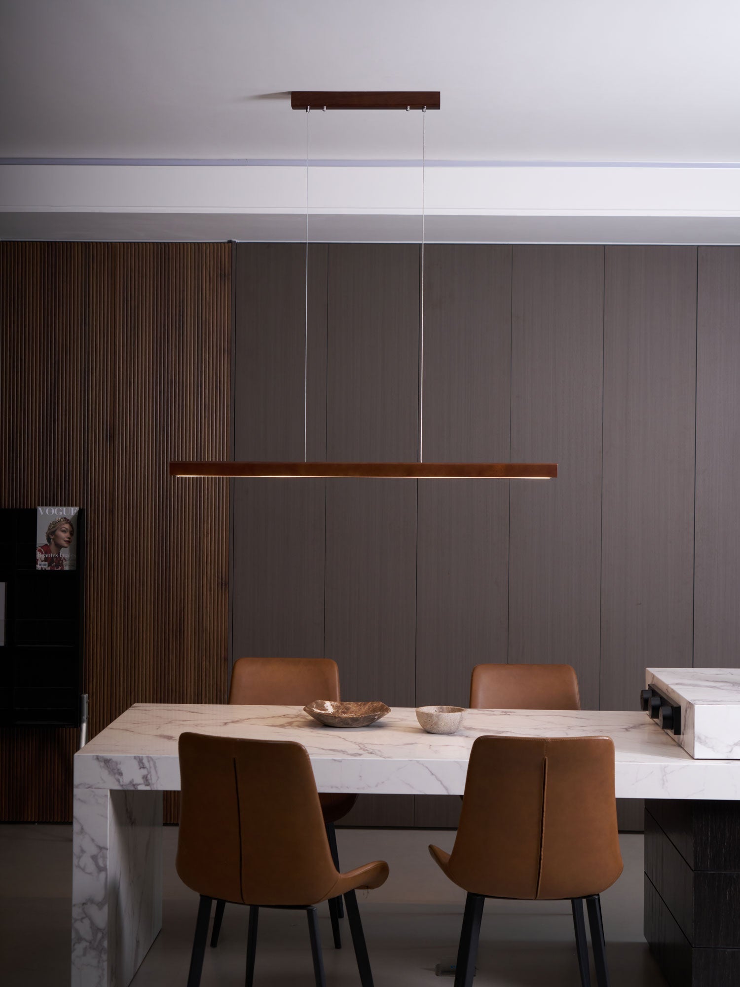 Linear Wooden Pendant Light - Lamp Outdoor