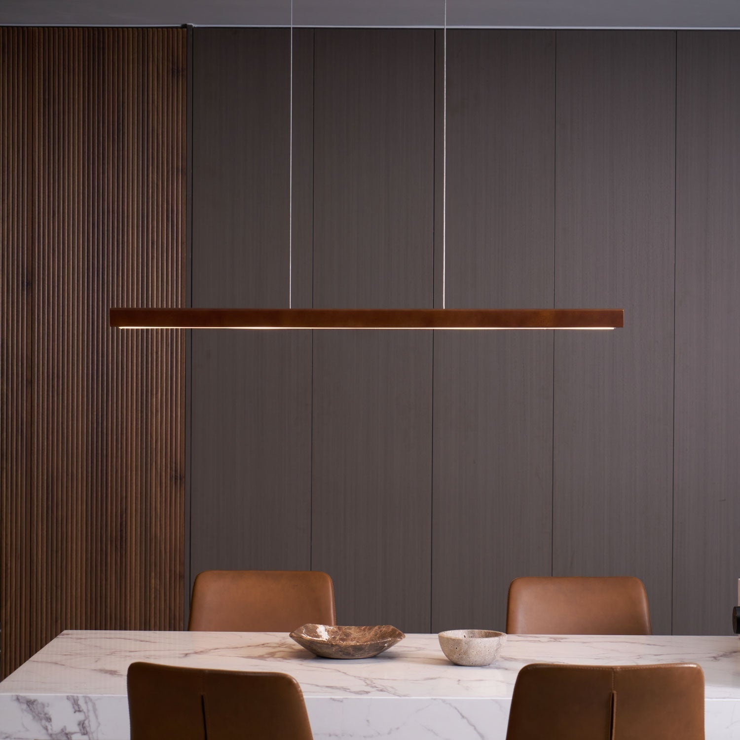 Linear Wooden Pendant Light - Lamp Outdoor