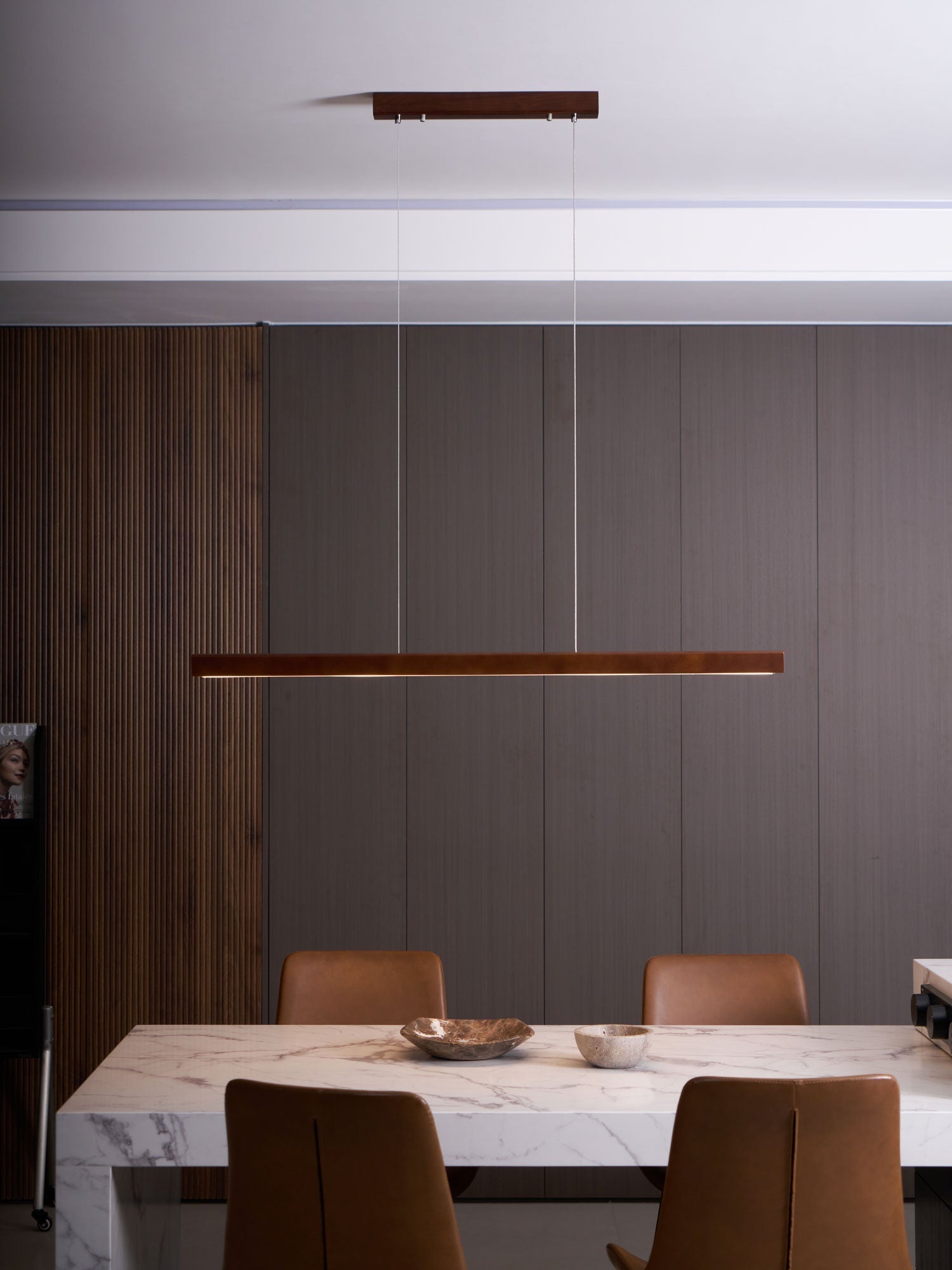Linear Wooden Pendant Light - Lamp Outdoor